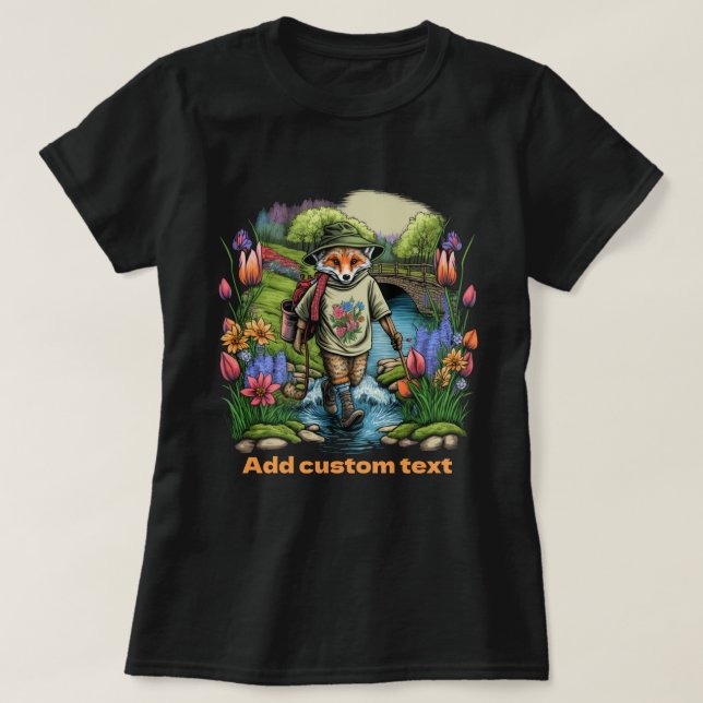 T-shirt Mete Voyageur Fox fleur sauvage, Fox Lovers (Design devant)