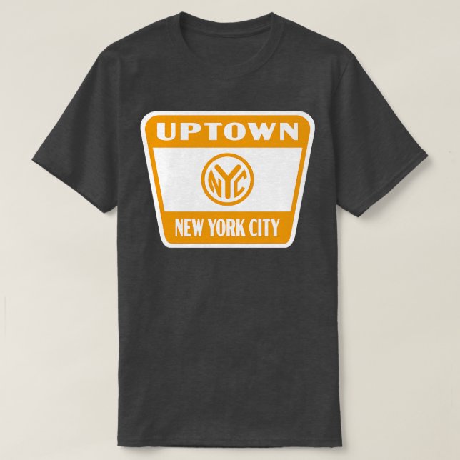 T-shirt Métro de New York Ville Badge Gold sur Whi (Design devant)