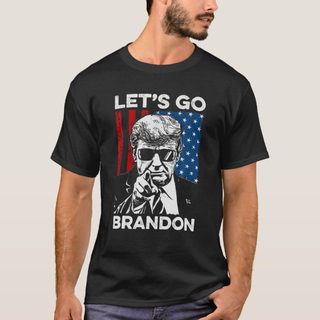 T-shirt Mettons Brandon Trump Et America Flag (Devant)