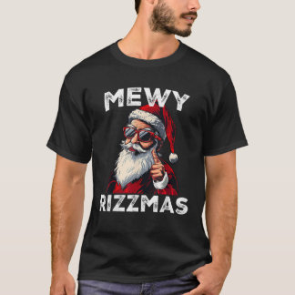 T-shirt Mewy Rizzmas Drôle Père Noël Mewing Joke Rizz Mens