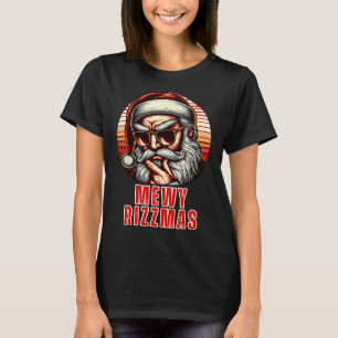 T-shirt Mewy Rizzmas Drôle Père Noël Mewing Joke Rizz Mens