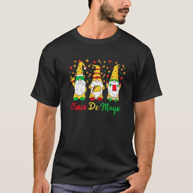 T-shirt Mexicain Dabbing Gnome Cinco De Mayo Poncho Sombre (Devant)