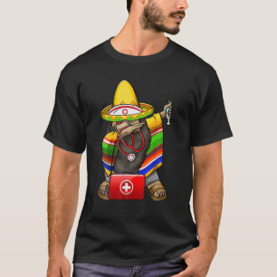 T-shirt Mexicain Dabbing Gnome Cinco De Mayo Poncho Sombre