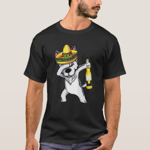 T-shirt Mexicain Dabbing Husky Cinco De Mayo Poncho Sombre