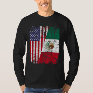 T-shirt MEXICAIN RACINE Drapeau à moitié américain MEXIQUE