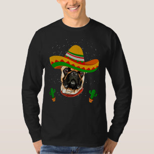 T-shirt Mexicain Sombrero Porté Par Bulldog Cinco De Mayo