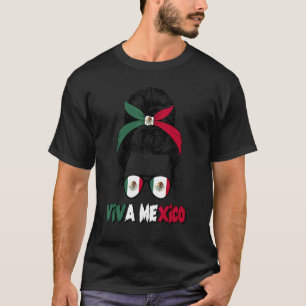 T-shirt Mexicaine Messy Bun Viva Mexique Pride Mexicaine W