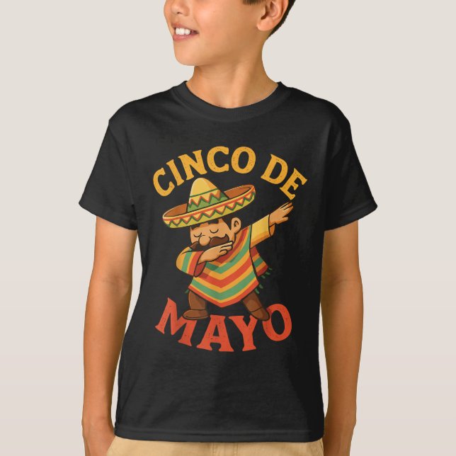 T-shirt Mexican Dabbing Poncho Cinco De Mayo  (Devant)