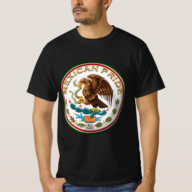 T-shirt Mexican Pride (Aigle du drapeau mexicain) (Devant)