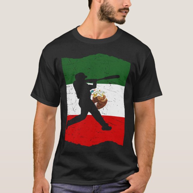 T-shirt Mexico Baseball Flag for Mexican Baseball Fans Vin (Devant)
