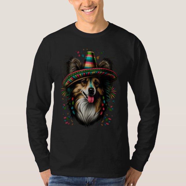 T-shirt Mexico Cinco de Mayo Sheltie Mexican Shetland Shee (Devant)