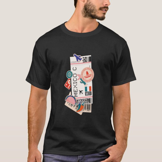 T-shirt Mexico City Skyline Silhouette Outline Sketch (Devant)