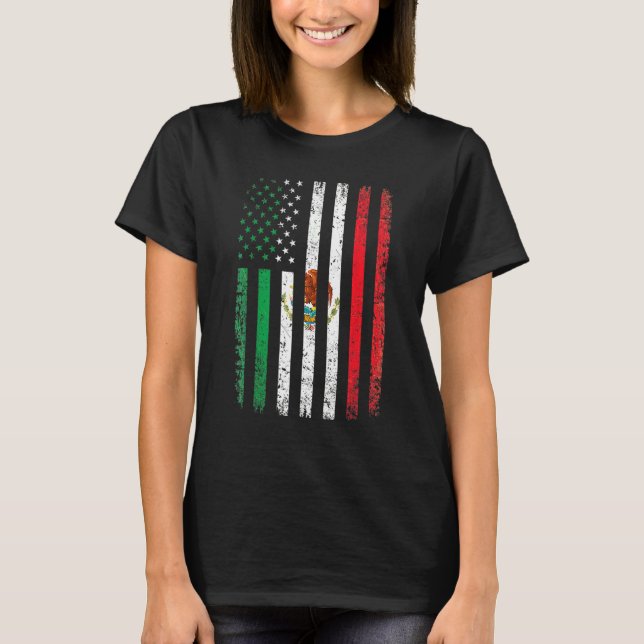 T-shirt Mexico Flag  4th Of July USA American Mexican Flag (Devant)