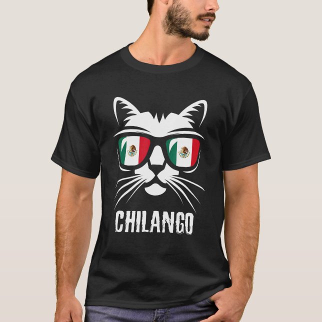 T-shirt Mexico Flag   Cat Mexican Saying Chilango (Devant)