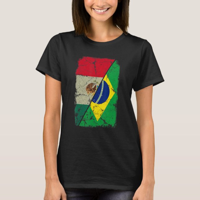 T-shirt Mexique Brésil Drapeau Ensemble Des Racines Famili (Devant)