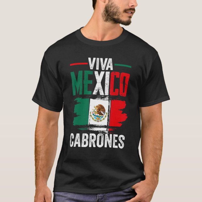 T-shirt Mexique Drapeau Viva Mexique Cabrones Mexique Jour (Devant)