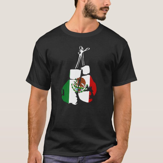T-shirt Mexique Gants De Boxe Avec Drapeau Mexicain Pour B (Devant)
