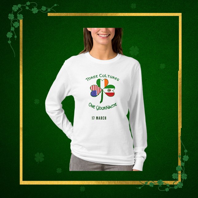 T-shirt Mexique irlandais Etats-Unis drapeaux Shamrock per (Créateur téléchargé)