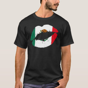 T-shirt Mexique Lips Kiss Mexicain Flag Pride Mexicana