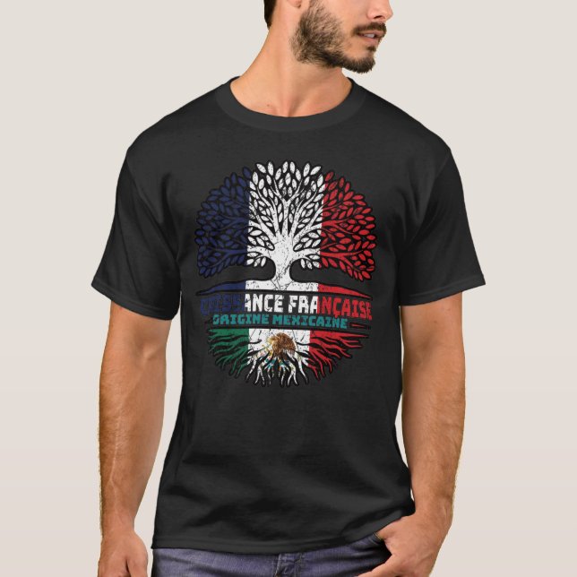 T-shirt Mexique Mexique France Arbre Drapeau (Devant)