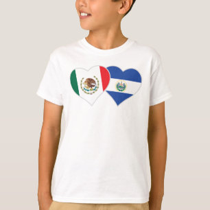 T-shirt Mexique Salvador Drapeau Coeur Mexique El Salvador