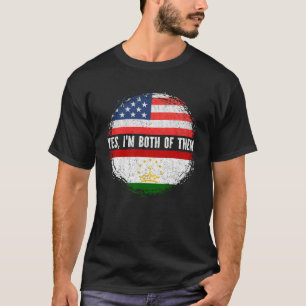 T-shirt Mi-Américain Demi-Tadjik USA Drapeau Tadjikistan