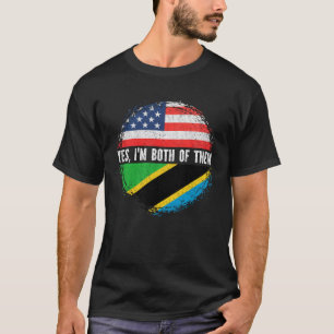 T-shirt Mi-Américain Demi-Tanzanien États-Unis Drapeau Tan