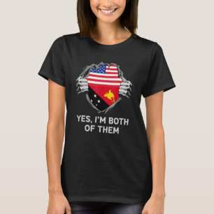 T-shirt Mi-américain Mi-papouan-néo-guinéen USA Papouasie-