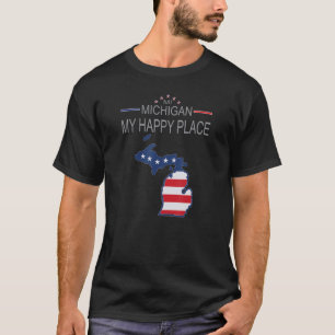 T-shirt MI Michigan Mon Endroit Préféré USA États Drapeau