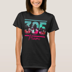 T-shirt Miami 305 Zone Code Floride Palm Trees Vintage Pri