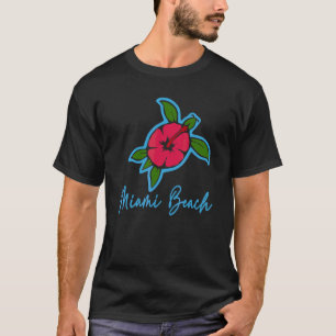 T-shirt Miami Beach 2022 Tortue de mer Tropical Flowers Va