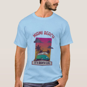 T-shirt Miami Beach C'est la vie à la plage Van rétro surf