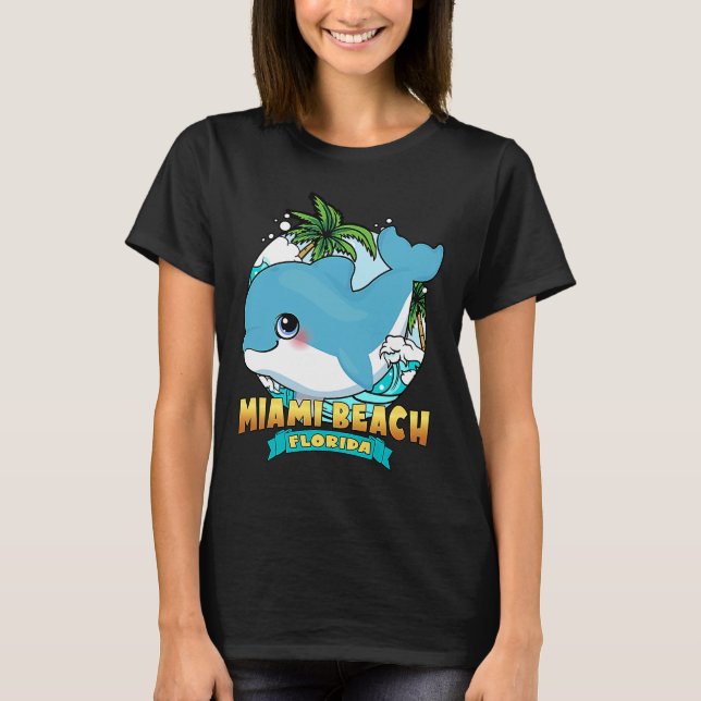T-shirt MIAMI BEACH FLORIDA Cute Baby Dolphin Beach Souven (Devant)