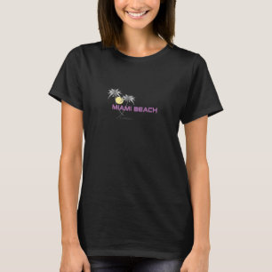 T-shirt Miami Beach Florida Gris rose femmes