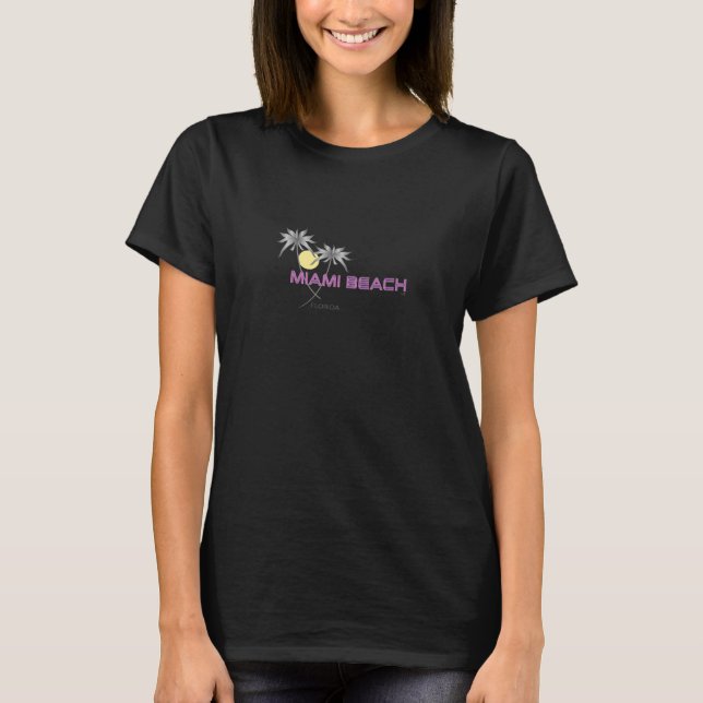 T-shirt Miami Beach Florida Gris rose femmes (Devant)