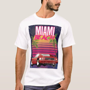 T-shirt miami beach, floride affiche de voyage vintage des