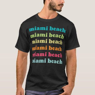 T-shirt Miami Beach Floride FL Colorful Texte répétitif