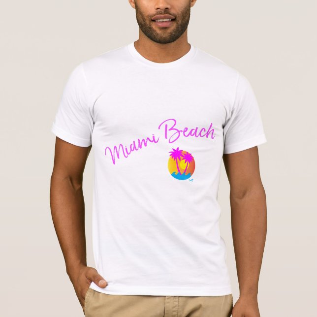 T-shirt Miami Beach, Floride Logo Palms Sun Cool (Devant)