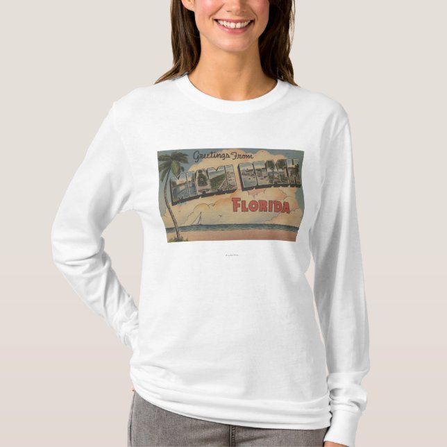 T-shirt Miami Beach, la Floride - grandes scènes de lettre (Devant)