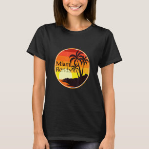 T-shirt Miami Floride coucher de soleil, Palmiers, Plage, 