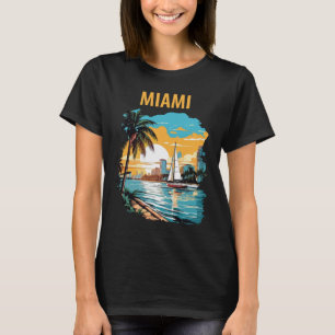 T-shirt Miami Floride Plage Palm Beach Coucher de Soleil V