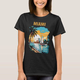 T-shirt Miami Floride Plage Palm Beach Coucher de Soleil V