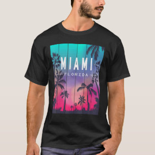 T-shirt Miami Floride Sunset I Love Miami Beach Souvenir