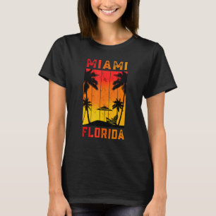 T-shirt Miami Floride Vacances Retro Sunset Tropical Hawai