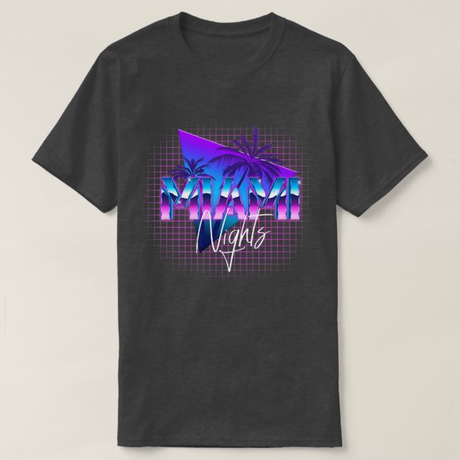 T-shirt Miami Nights Retrowave Outrun Voyage Vacances Holi (Design devant)