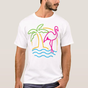 T-shirt Miami Retro Neon Flamant rose rose des années 80 V