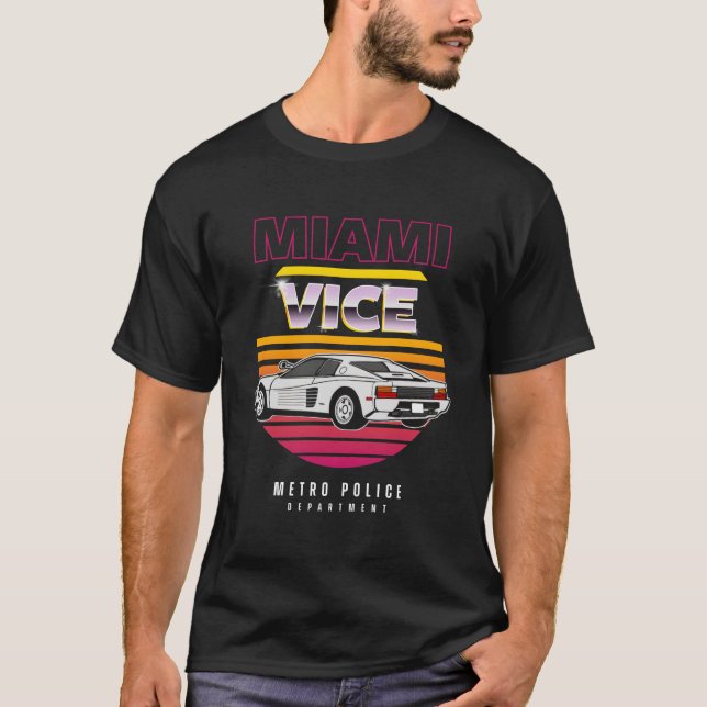 T-shirt Miami Vice Retro Car (Devant)