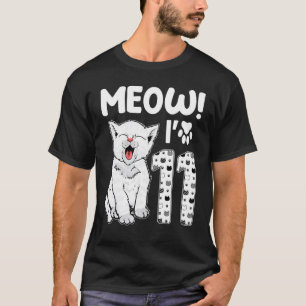 T-shirt Miaou j'ai 11 ans Fille 11e anniversaire Chat Mign