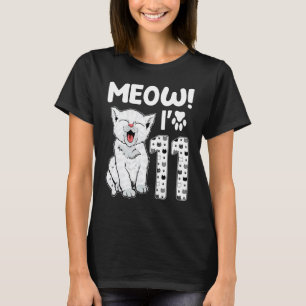 T-shirt Miaou j'ai 11 ans fille 11e anniversaire chat mign
