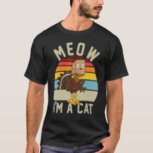 T-shirt Miaou je suis chat de Thanksgiving Chat Dinde Faux